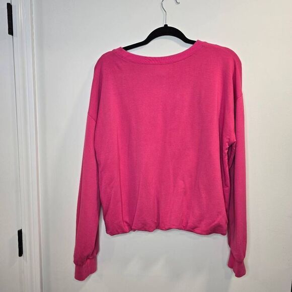 Anthropologie Maeve Cropped Sweatshirt Women's Large Pink Twist Front Gorpcore - Picture 7 of 7